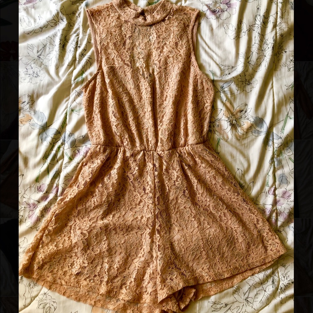 Charlotte Russe Light Pink Lace Shorts Romper M